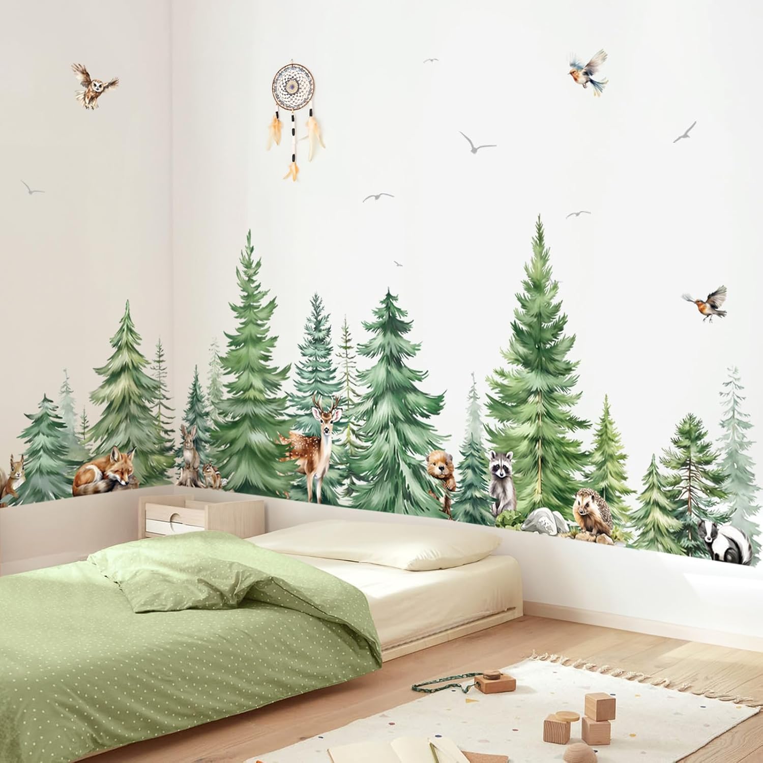 Baby Nursery Tree - Duże naklejki ścienne akwarelowe z sosnami,