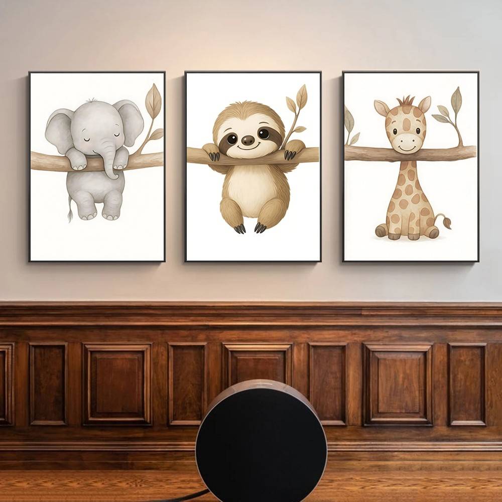 Baby Nursery Gender Neutral - Neutralne Boho Safari Plakaty ze zwierzętami