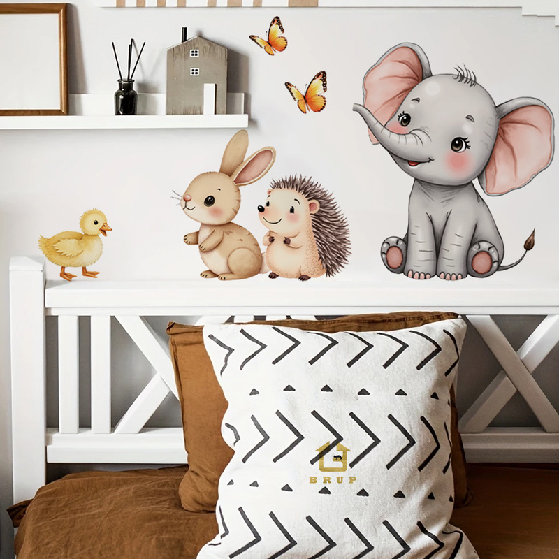 Baby Nursery Stickers - Naklejka ścienna z kreskówkowymi zwierzętami -