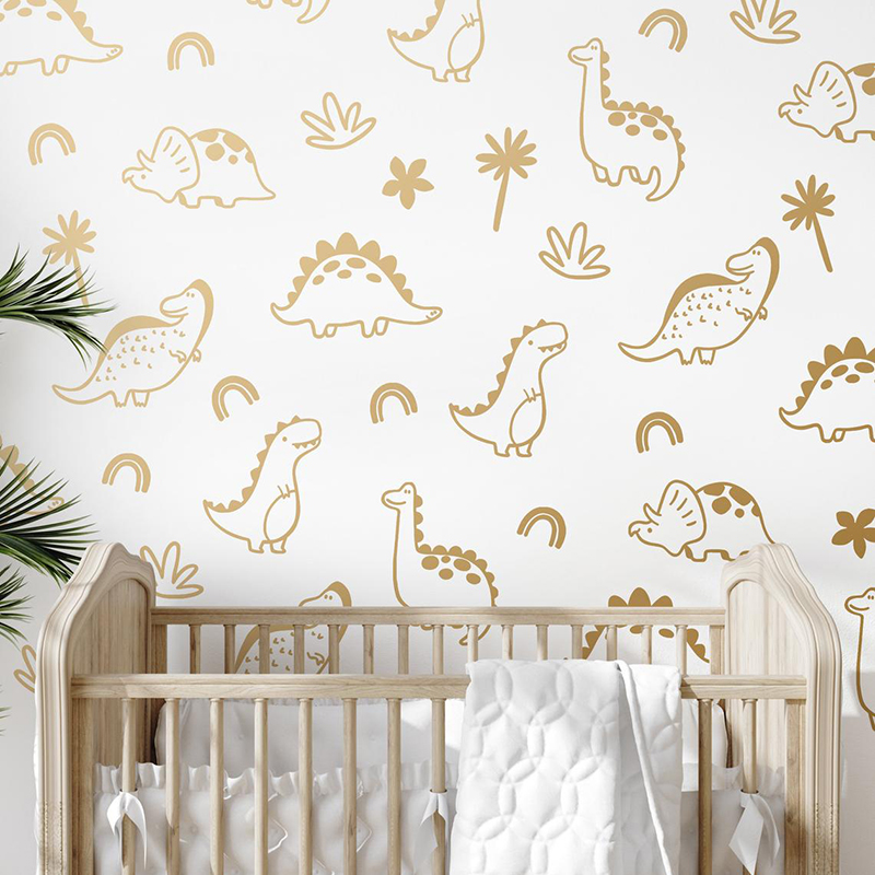 Baby Nursery Tree - Geometryczne drzewo dinozaura tęczowa naklejka ścienna