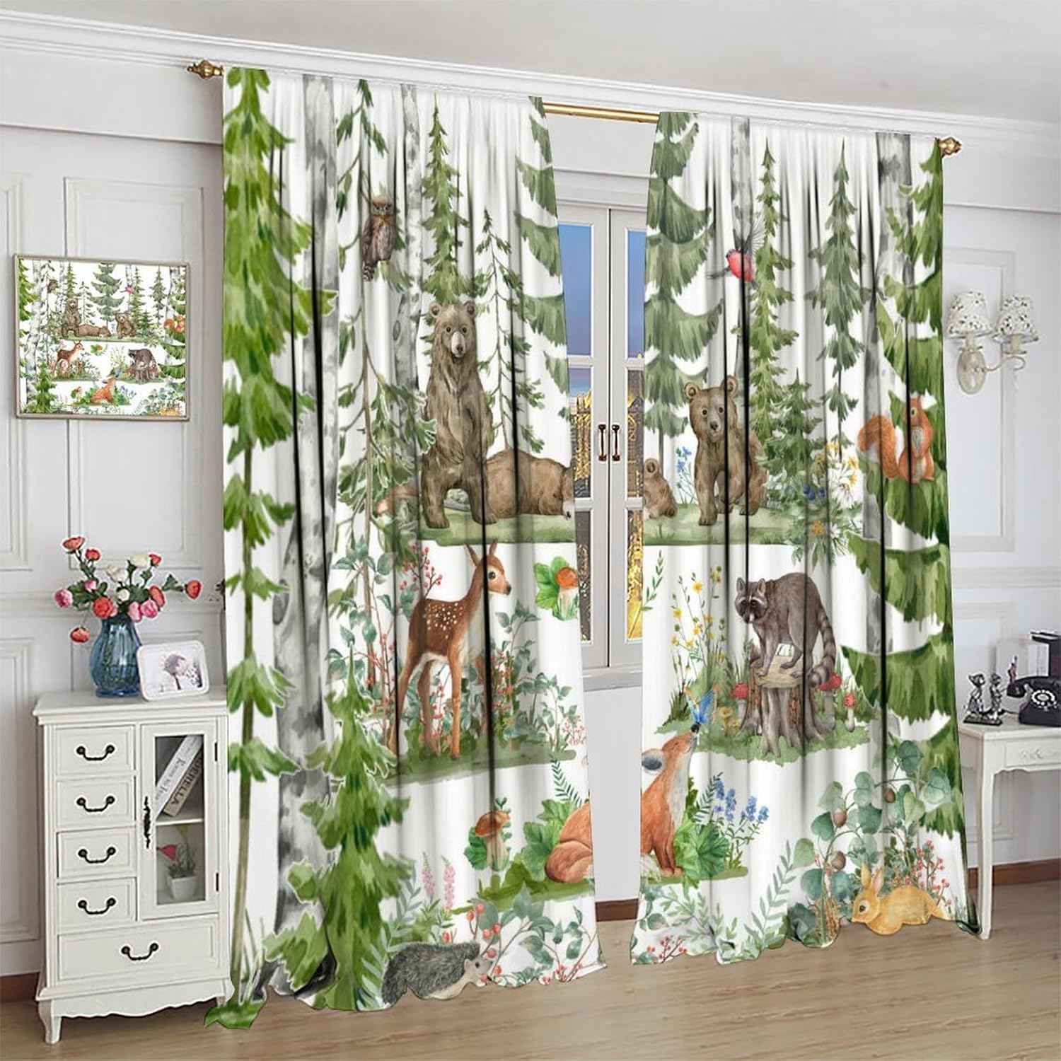 Baby Nursery Tree - Zasłony dla dzieci z motywem zwierząt