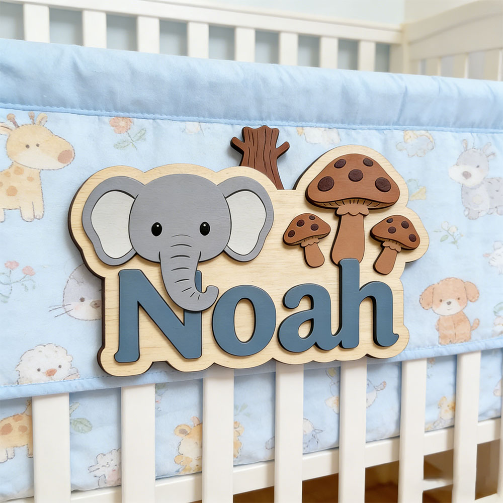 Personalizowana drewniana tabl – Baby Nursery Elephant Theme recenzja i cena