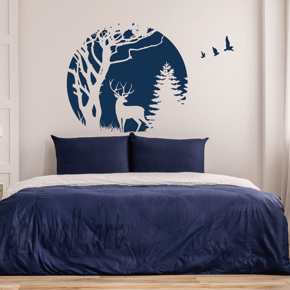Koło las jeleń sosna naklejka  – Baby Nursery Tree recenzja i cena