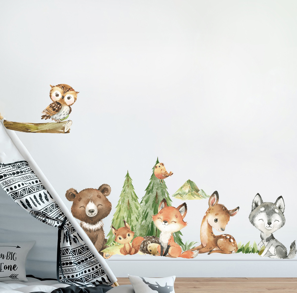 Kreskówka Akwarela Las Zwierzę – Baby Nursery Tree recenzja i cena