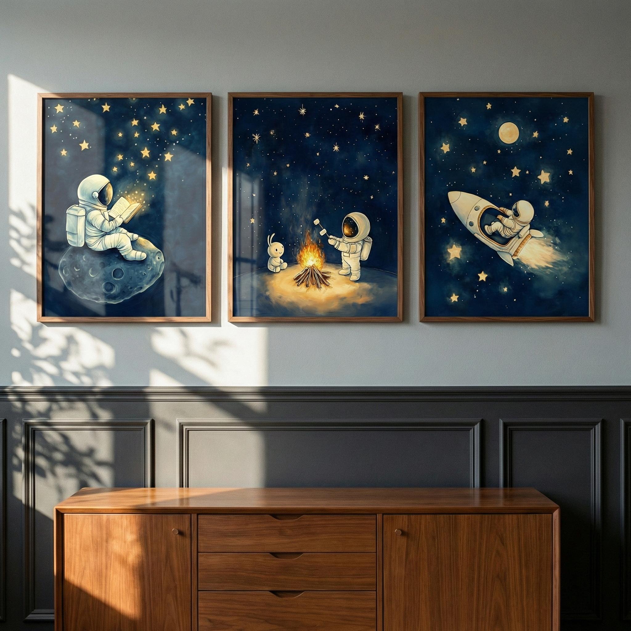 Zestaw 3 obrazków astronautów  – Baby Nursery Frames recenzja i cena