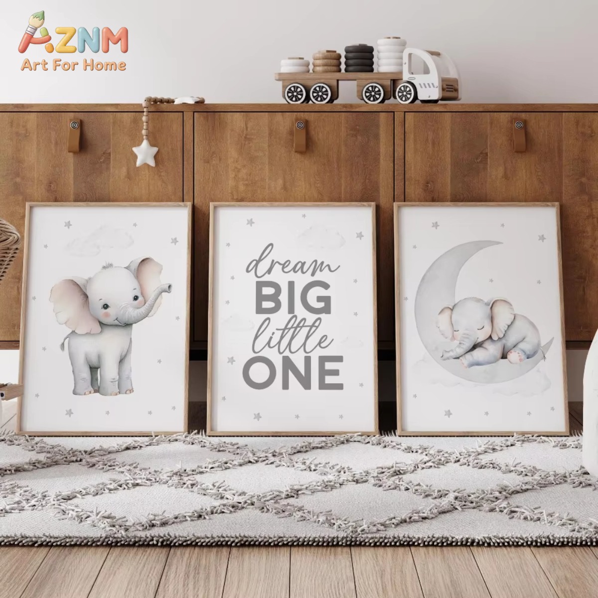 Zestaw obrazków do pokoju dzie – Baby Nursery Elephant Theme recenzja i cena