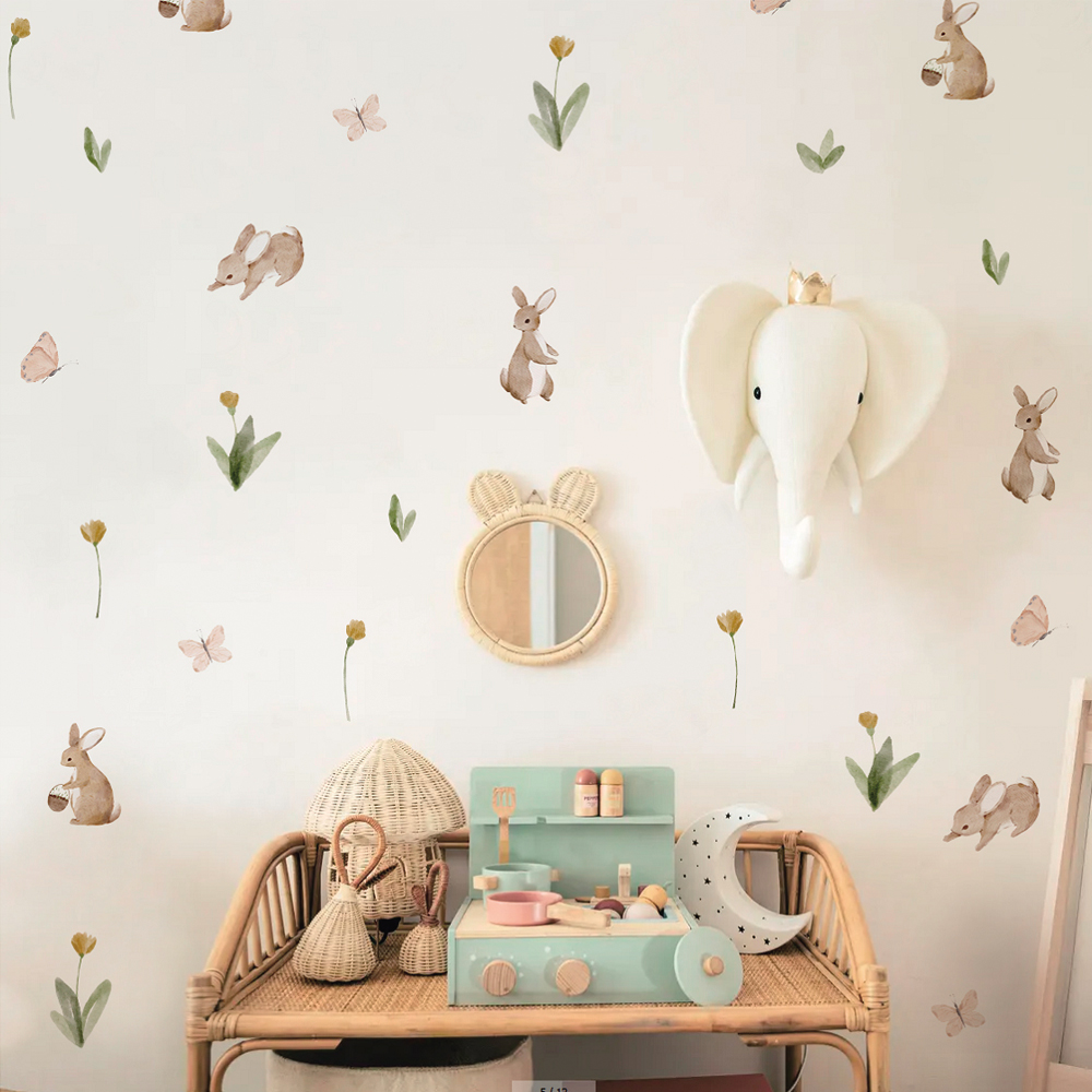Letnia akwarela Śliczne królic – Baby Nursery Stickers recenzja i cena