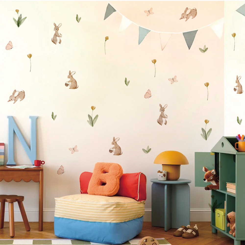 Letnia akwarela Śliczne królic – Baby Nursery Stickers recenzja i cena