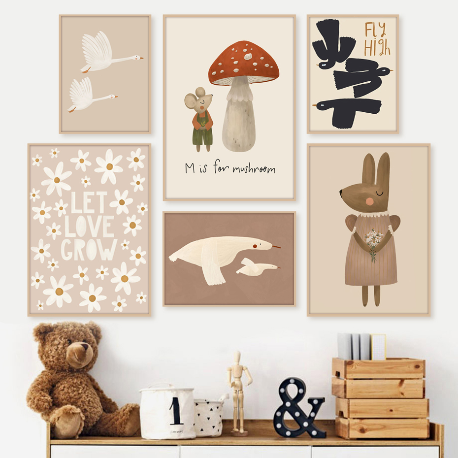 Boho Cartoon Rabbit Mouse Goos – Baby Nursery Frames recenzja i cena