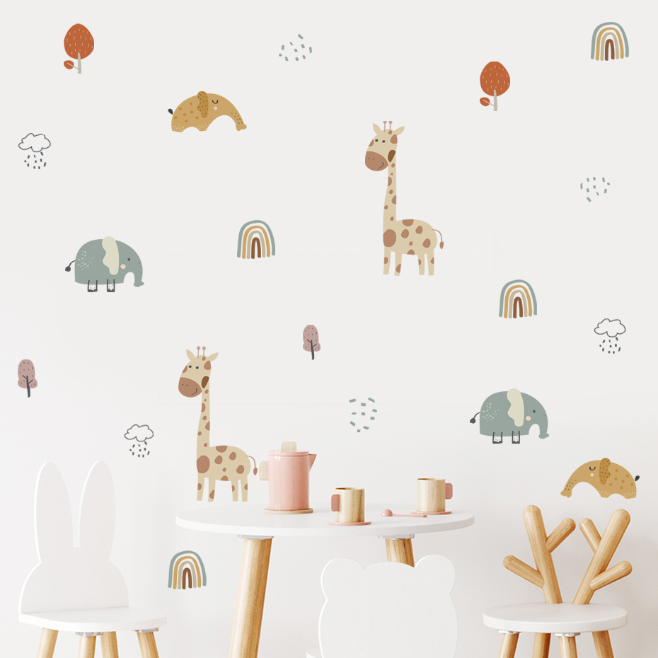Cartoon żyrafa słoń naklejka ś – Baby Nursery Tree recenzja i cena