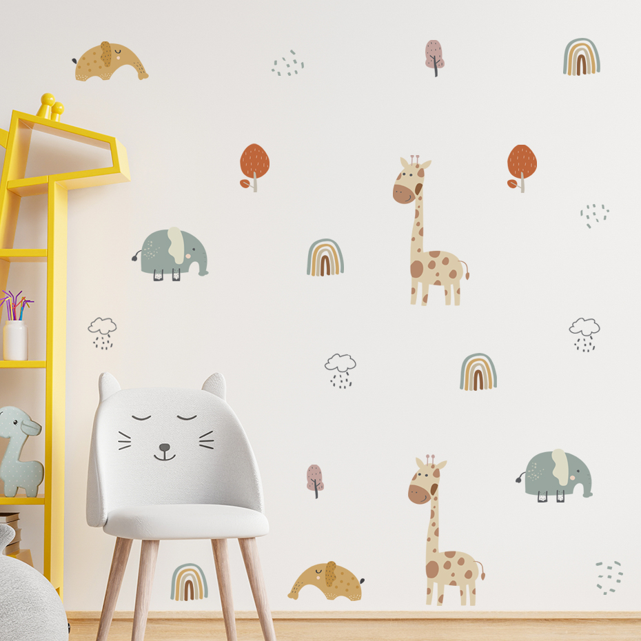 Cartoon żyrafa słoń naklejka ś – Baby Nursery Tree recenzja i cena