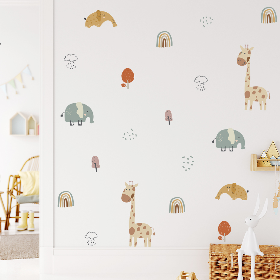 Cartoon żyrafa słoń naklejka ś – Baby Nursery Tree recenzja i cena