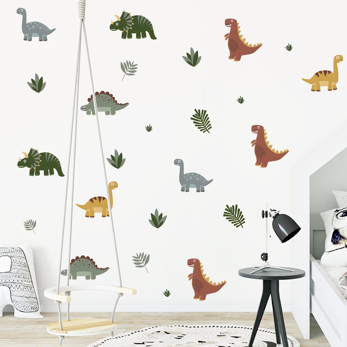 Cartoon Cute Dinosaur Leaf Ani – Baby Nursery Stickers recenzja i cena